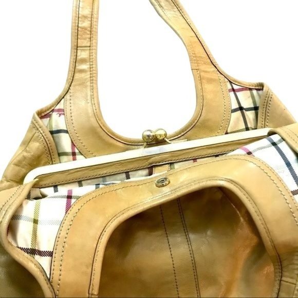 Vintage Coach Ergo Yellow Pleated Leather Kisslock Hobo Purse Bag - Picture 7 of 15